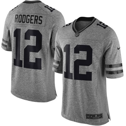 Men's Limited Aaron Rodgers Nike Jersey Gray - #12 Gridiron NFL Green Bay Packers